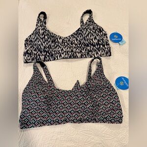 Sol Borne black print swim top swimsuit set of 2 3X NEW